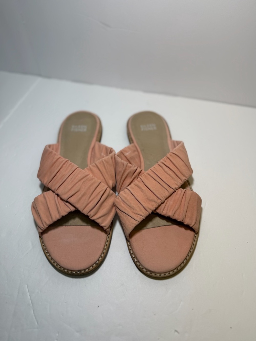 Eileen‎ Fisher Cross Metallic Suede Sandal in Salmon or Toffee size 9